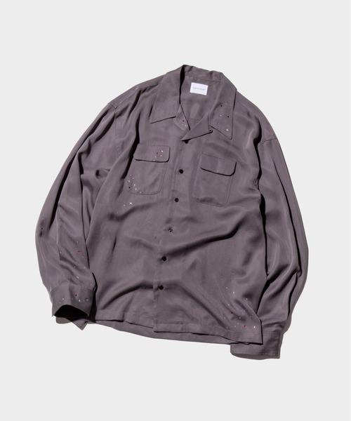 Camphor wood シャツ rhinestone rayon open collar l/s shirt