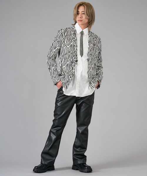 REGIEVO（レジエボ） パンツ フェイクレザーフレアパンツ メンズ