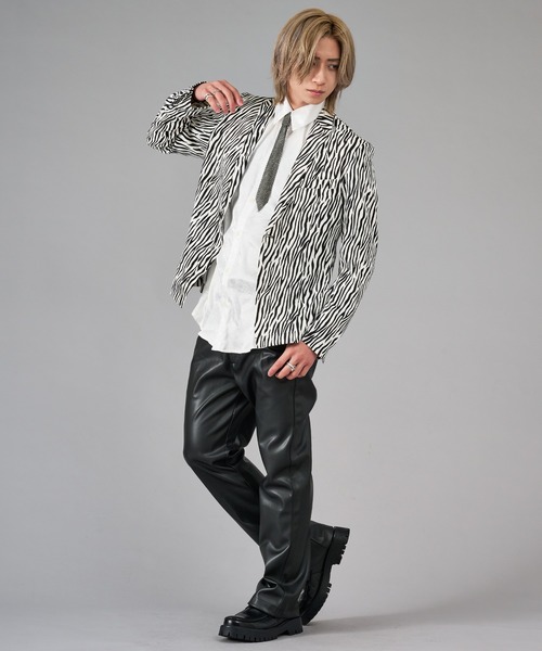 REGIEVO（レジエボ） パンツ フェイクレザーフレアパンツ メンズ