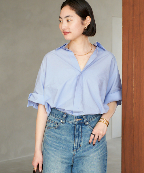 Plage R’IAM ブラウジング シャツ ブルー A サイズフリー 追加》R'IAM ブラウジング シャツ（シャツ／ブラウス）｜Plage