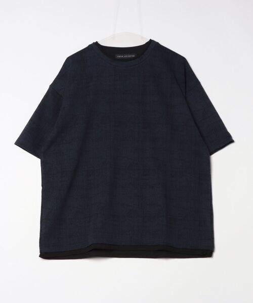 「NANO universe」 半袖Tシャツ L ネイビー メンズ
