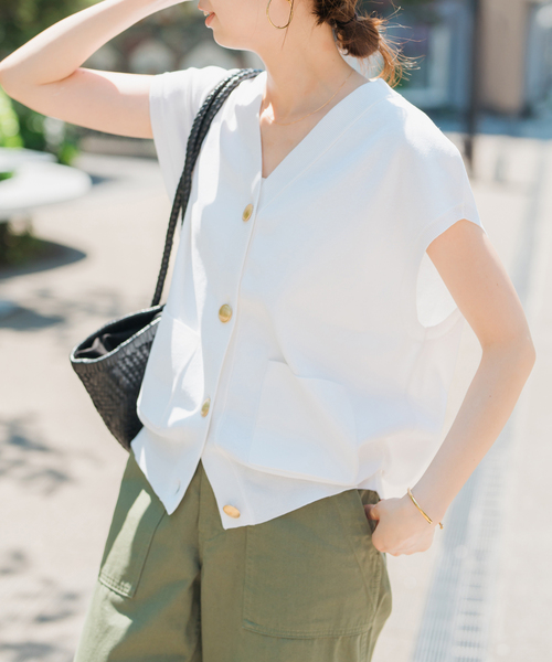 Spick & Span ツイードベスト ジレ ホワイト Spick & Span - 【2023S/S】 Spick and Span リネンツイード