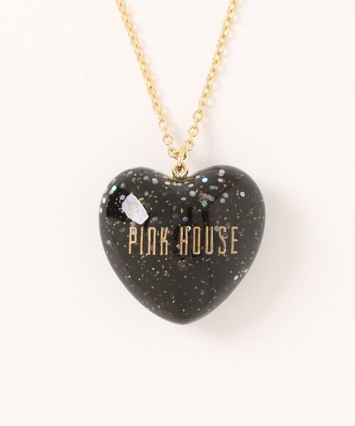 【新品未使用】ピンクハウス　ハートモチーフ　ロゴリボン　パールネックレス PINK HOUSE ネックレス ハートラメモチーフネックレス