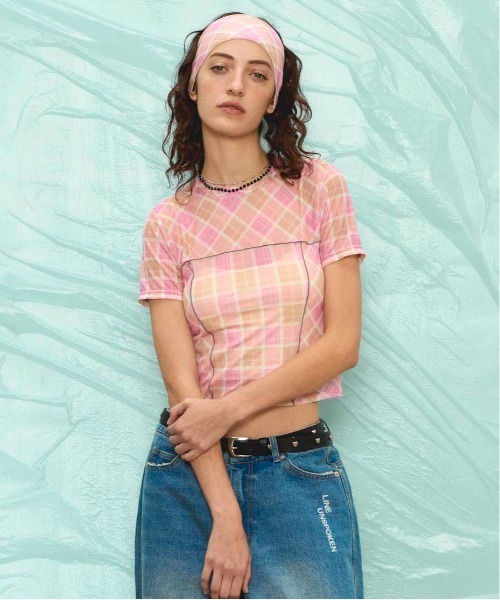 tシャツ Panel Plaid T-shirt/パネルチェックTシャツ「MAISON SPECIAL/メゾンスペシャル」セットアップ対応 レディ