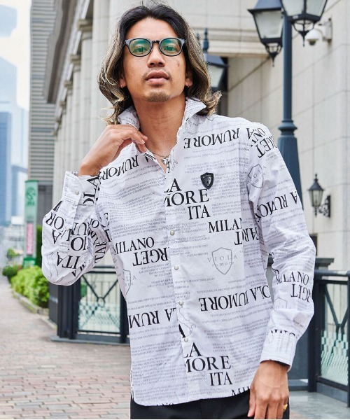 VIOLA rumore ヴィオラ 長袖シャツ 総柄シャツ 長袖 Y42300 VIOLA シャツ 「VIOLA rumore/ヴィオラ ルモーレ」総柄長袖