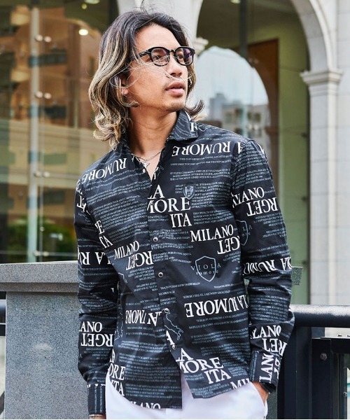 VIOLA rumore ヴィオラ 長袖シャツ 総柄シャツ 長袖 Y42300 VIOLA シャツ 「VIOLA rumore/ヴィオラ ルモーレ」総柄長袖