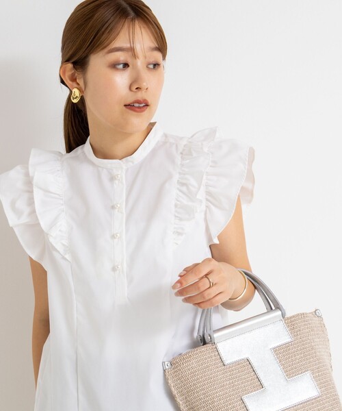 NOLLEY'S ブラウス シャツ 袖フリルパール釦ブラウス レディース