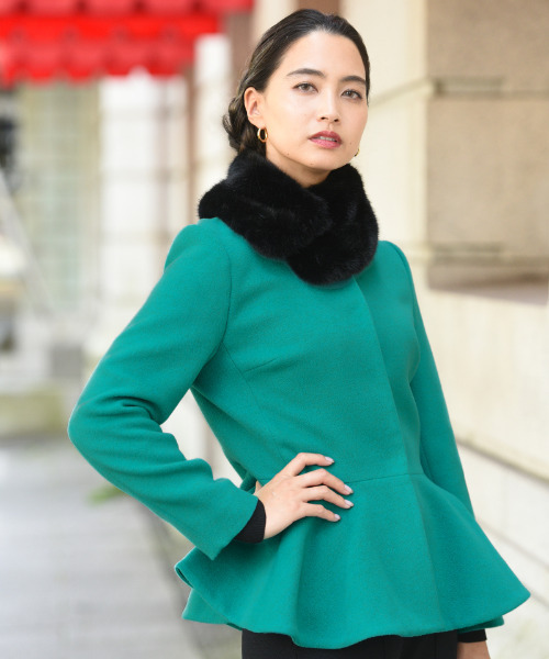 JENNE」 ノーカラージャケット SMALL グリーン レディース : ZOZOTOWN