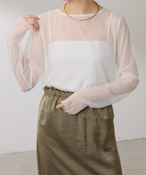 tシャツ チュールロンT レディース