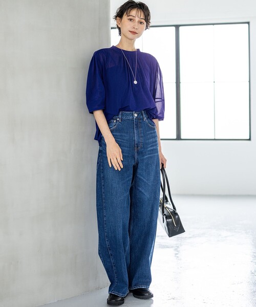美品 RED CARD TOKYO カーブバギーデニム 23 ネイビー RED CARD TOKYO（レッドカード トーキョー） ジーンズ デニム デニム