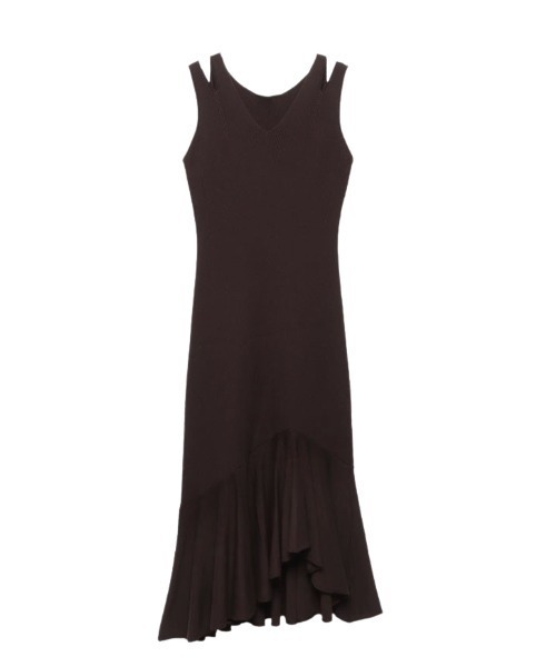 anuans 「anuans」 ニットワンピース FREE ブラウン レディース