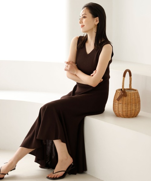 anuans 「anuans」 ニットワンピース FREE ブラウン レディース