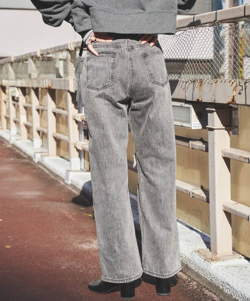 [Auntie Rosa Holiday] повреждение обработка Denim брюки MEDIUM серый женский 