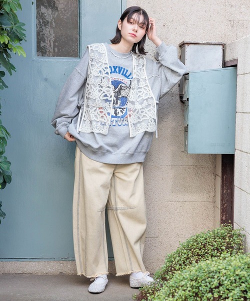 ニコアンド　アイボリー 刺繍入り ベスト Mサイズ niko and… 「niko and」 ベスト FREE アイボリー レディース