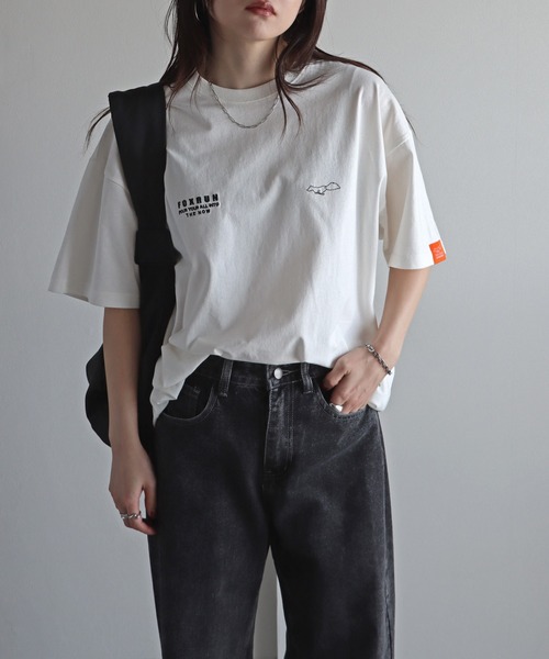 「COURO」 「FOXRUN」半袖Tシャツ M ネイビー レディース