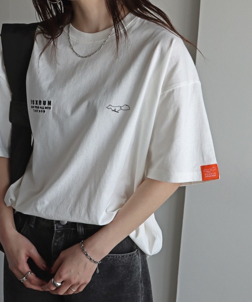 「COURO」 「FOXRUN」半袖Tシャツ M ネイビー レディース