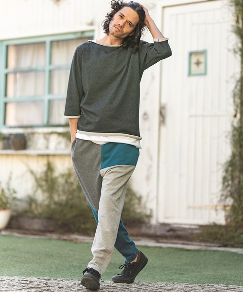 「CAMBIO」 7分袖Tシャツ L グレー メンズ