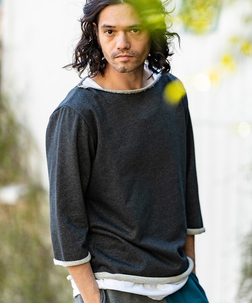 「CAMBIO」 7分袖Tシャツ L グレー メンズ