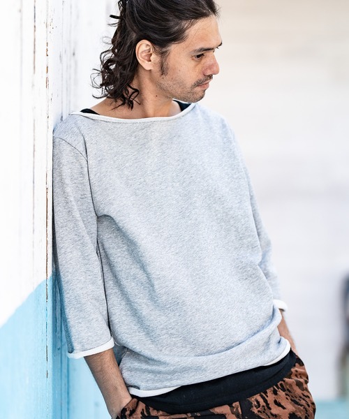 「CAMBIO」 7分袖Tシャツ L グレー メンズ