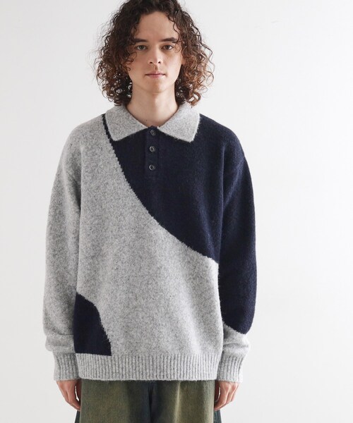 新品 TKタケオキクチ パネルボーダーポロシャツXL白紺青灰I11188 新品 TKタケオキクチ パネルボーダーポロシャツXL白紺青灰I11188