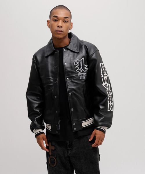 【希少!】AVIREX レザースタジャン USA AVIREX スタジャン 「50th Anniversary」GRAPHIC VARSITY