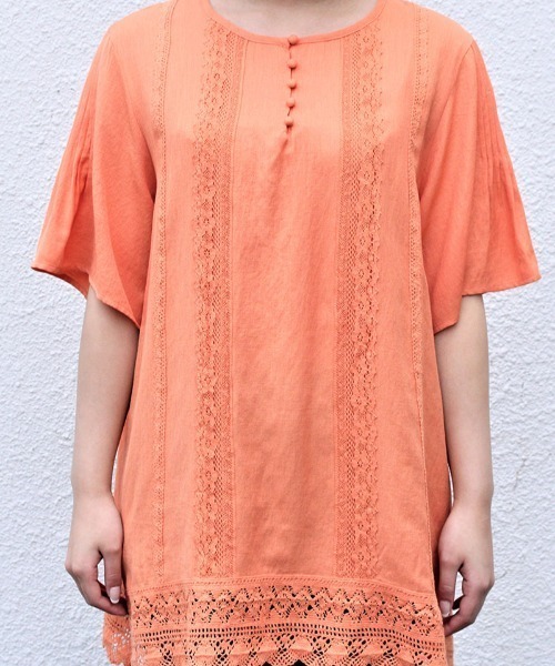 「MB mint breeze」 7分袖チュニック LL オレンジ レディース_画像5