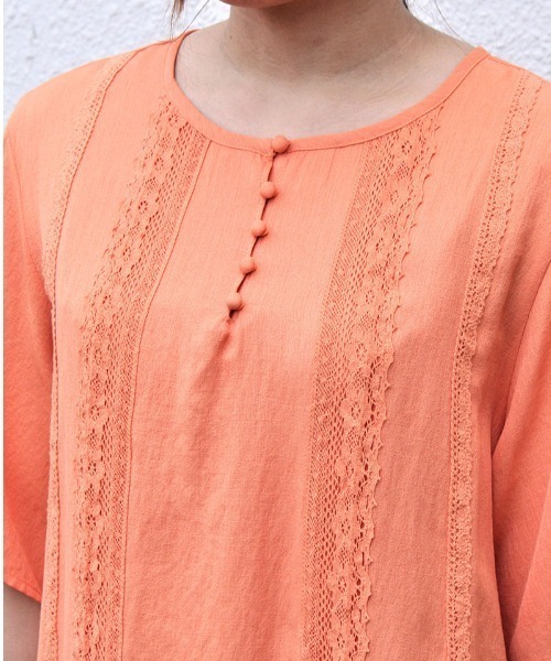 「MB mint breeze」 7分袖チュニック LL オレンジ レディース_画像6