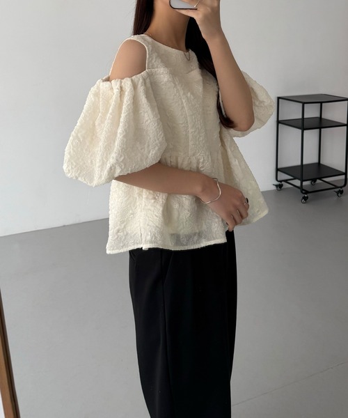 「callautia」 半袖ブラウス LARGE ブラック レディース