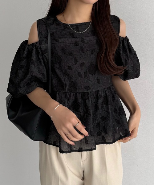 「callautia」 半袖ブラウス LARGE ブラック レディース