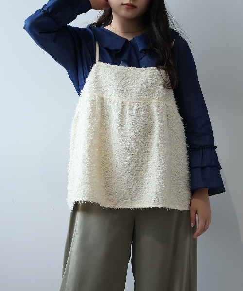 leswel ブラウス シャツ 「L〜5L 大きいサイズ」テープヤーンツイード