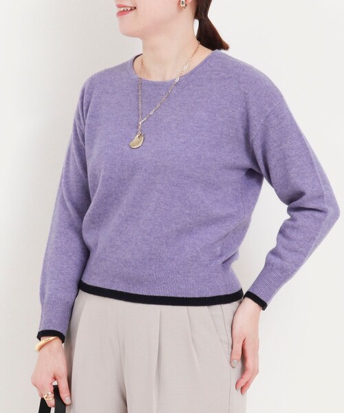 MICO COULIER（ミコクリエ） ニット セーター カシミヤ100 配色クルー