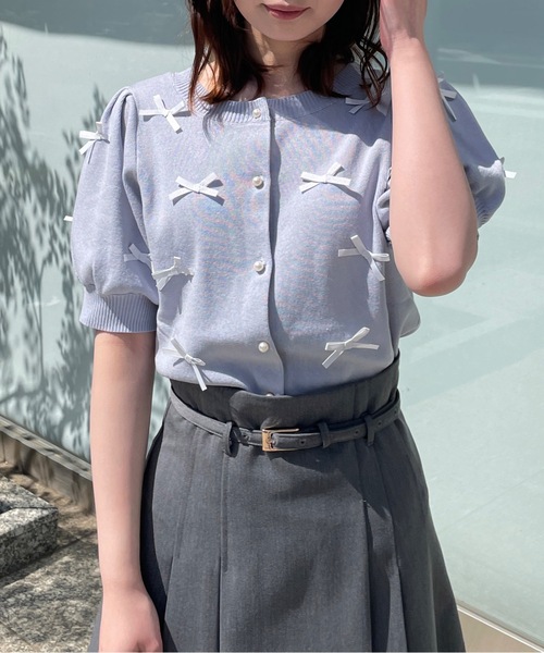 「abc une face」 半袖ニット FREE ピンク レディース_画像5