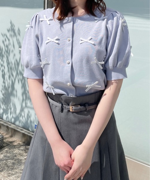 「abc une face」 半袖ニット FREE ピンク レディース_画像6