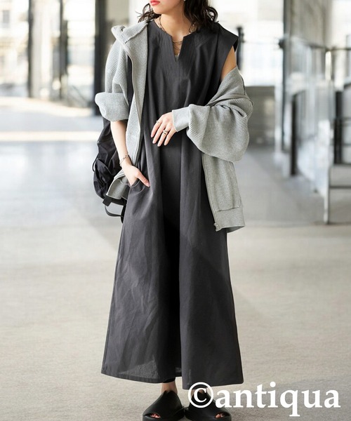antiqua（アンティカ） ノースリーブワンピース ONESIZE グレー