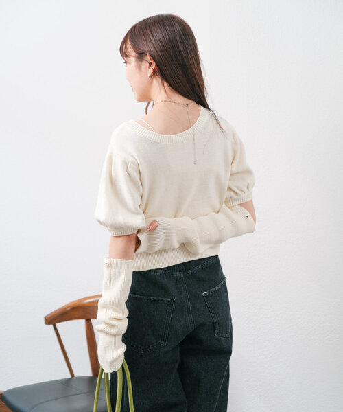 「Kastane」 半袖ニット FREE ライトグレー レディース_画像9