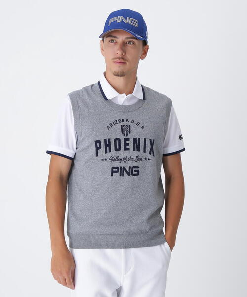 ベスト ジレ 「PING APPAREL」デニムライクニット/カノコ レイヤードツインニット 「NATIVE」 (MENS) メンズ