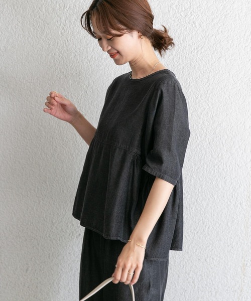 「URBAN RESEARCH DOORS」 半袖ブラウス MEDIUM ネイビー レディース_画像5