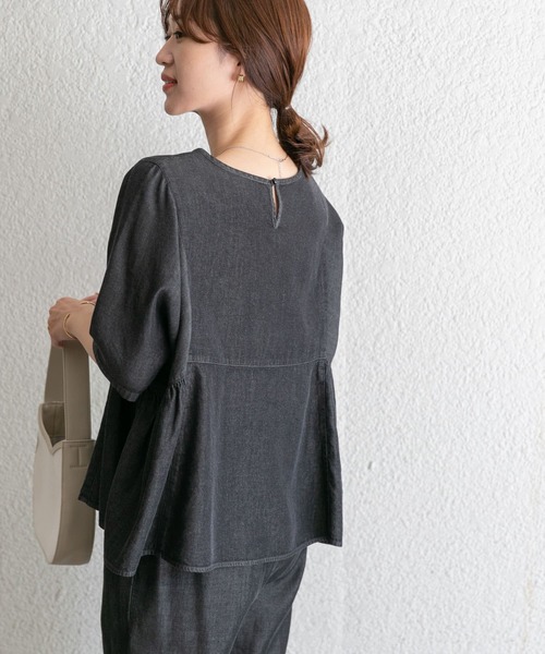 「URBAN RESEARCH DOORS」 半袖ブラウス MEDIUM ネイビー レディース_画像6