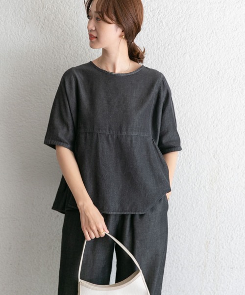 「URBAN RESEARCH DOORS」 半袖ブラウス MEDIUM ネイビー レディース_画像7