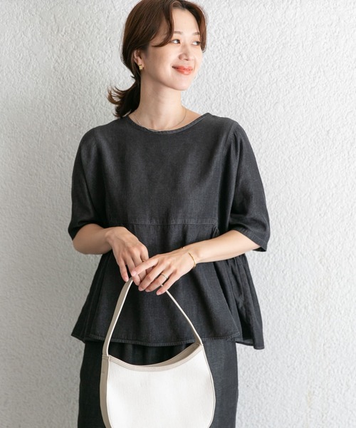 「URBAN RESEARCH DOORS」 半袖ブラウス MEDIUM ネイビー レディース_画像8