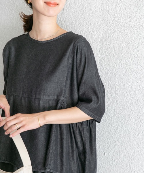 「URBAN RESEARCH DOORS」 半袖ブラウス MEDIUM ネイビー レディース_画像10