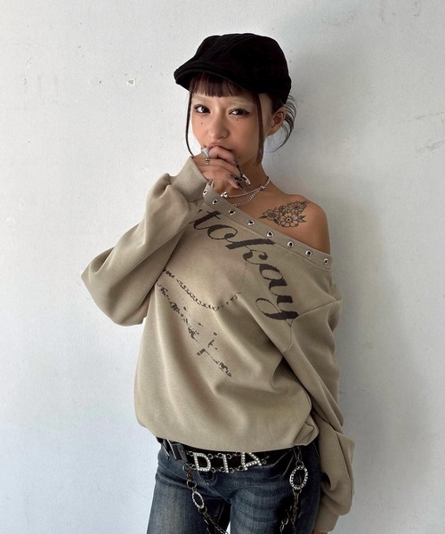 DAIYA（ダイヤ） トレーナー スウェット ハトメプリント オーバー