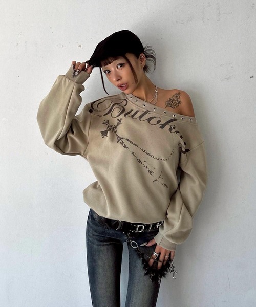 DAIYA（ダイヤ） トレーナー スウェット ハトメプリント オーバー