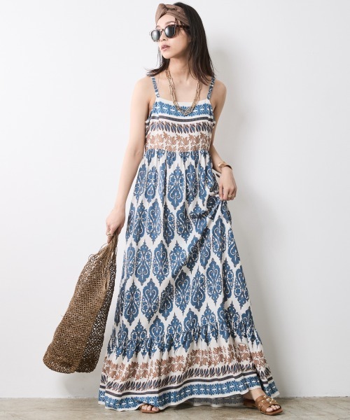 「CHIC STYLE」 キャミソールワンピース 5L ブルー レディース_画像3