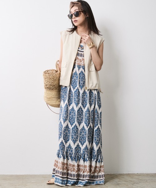 「CHIC STYLE」 キャミソールワンピース 5L ブルー レディース_画像6