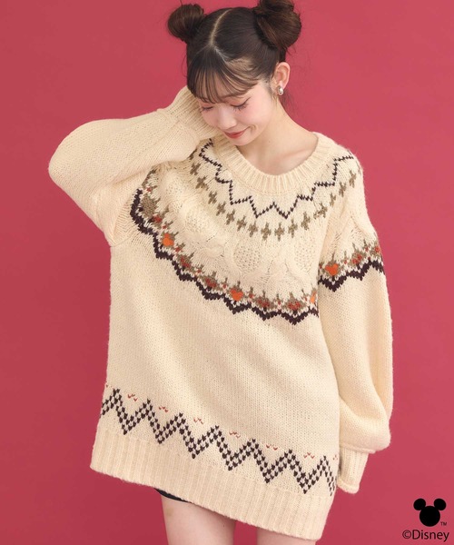 Disney（ディズニー） チュニック Disney/ミッキー刺繍ノルディック