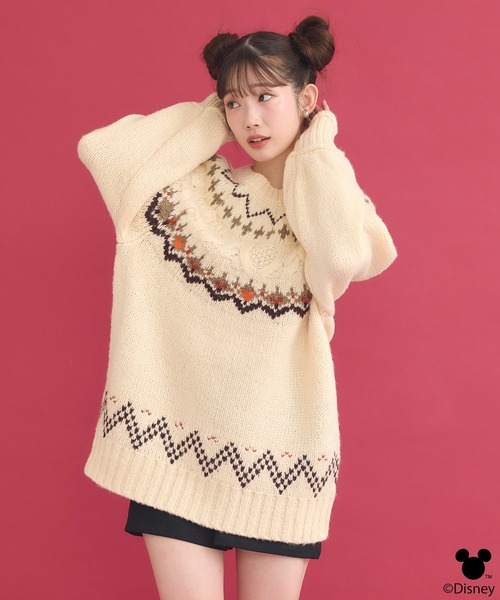 Disney（ディズニー） チュニック Disney/ミッキー刺繍ノルディック