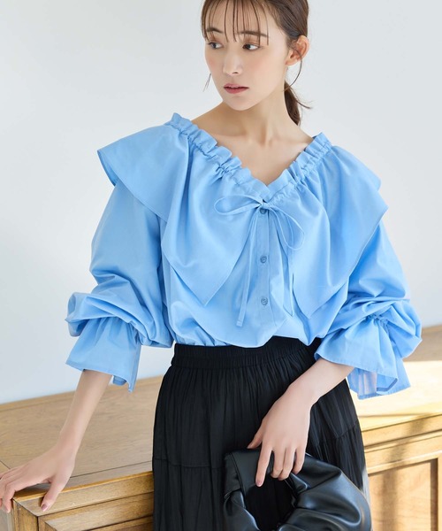 「fifth」 長袖ブラウス M ブルー レディース_画像2