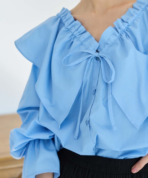 「fifth」 長袖ブラウス M ブルー レディース_画像3