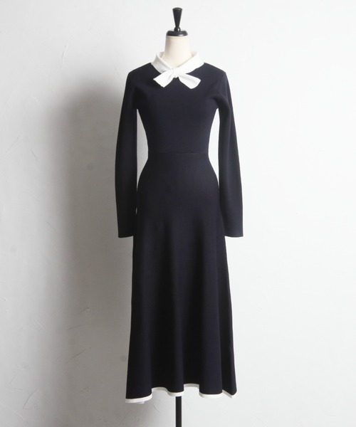 「tocco closet」 ニットワンピース M ネイビー レディース_画像2